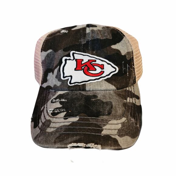 KC Chiefs Camo Mesh Trucker Hat Cap - Picture 1 of 1